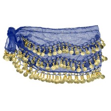 Belly Dance Hip Scarf 57" x 11", Women's Belly Dance Skirt , Sapphire Blue