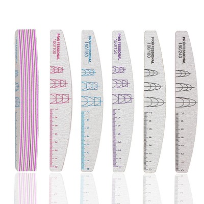 Nail Art File Buffer 100/180/240 Grit Half Moon Double-Sided Manicure