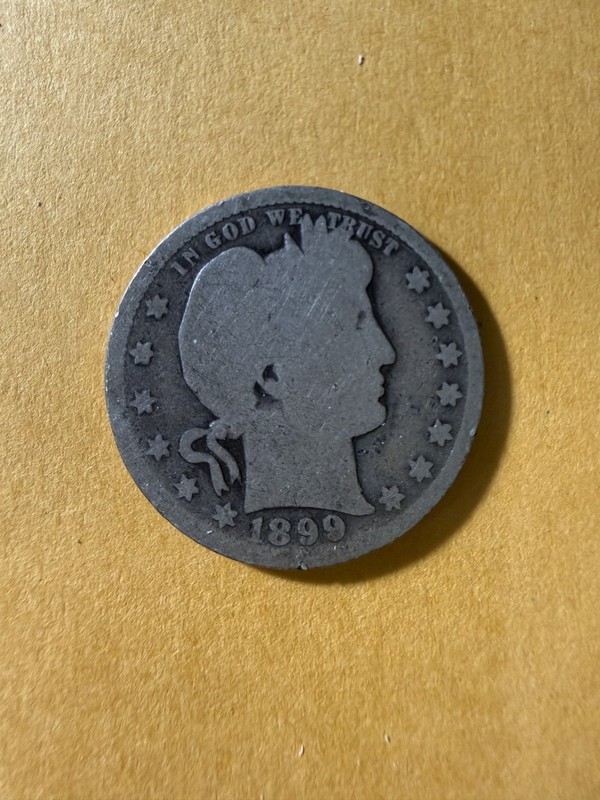1899-P Barber Quarter 90% Silver VG as Pictured