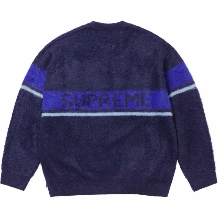NWT Supreme Brushed Stripe Sweater Navy Blue FW25 Size Men’s XL FREE SHIPPING!