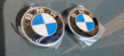 2x BMW Insigne logo Capot Coffre 82mm 74mm emblème - Photo 1/2