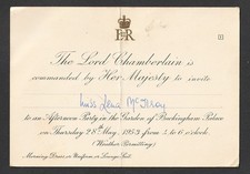 VINTAGE 1953 LORD CHAMBERLAIN INVITATION TO BUCKINGHAM PALACE QUEEN ELIZABETH