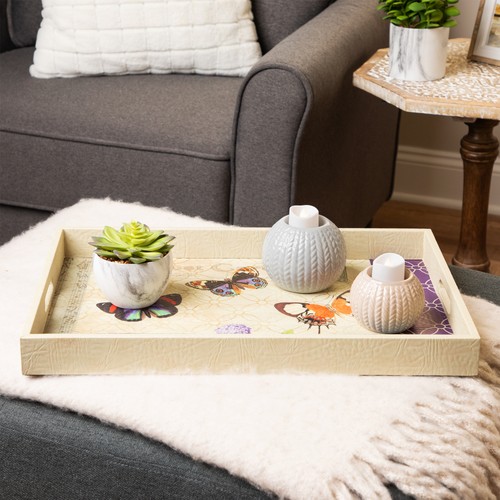 Northlight Set of 3 Vintage-Style Butterfly Wooden Rectangular Serving Trays - Picture 3 of 12