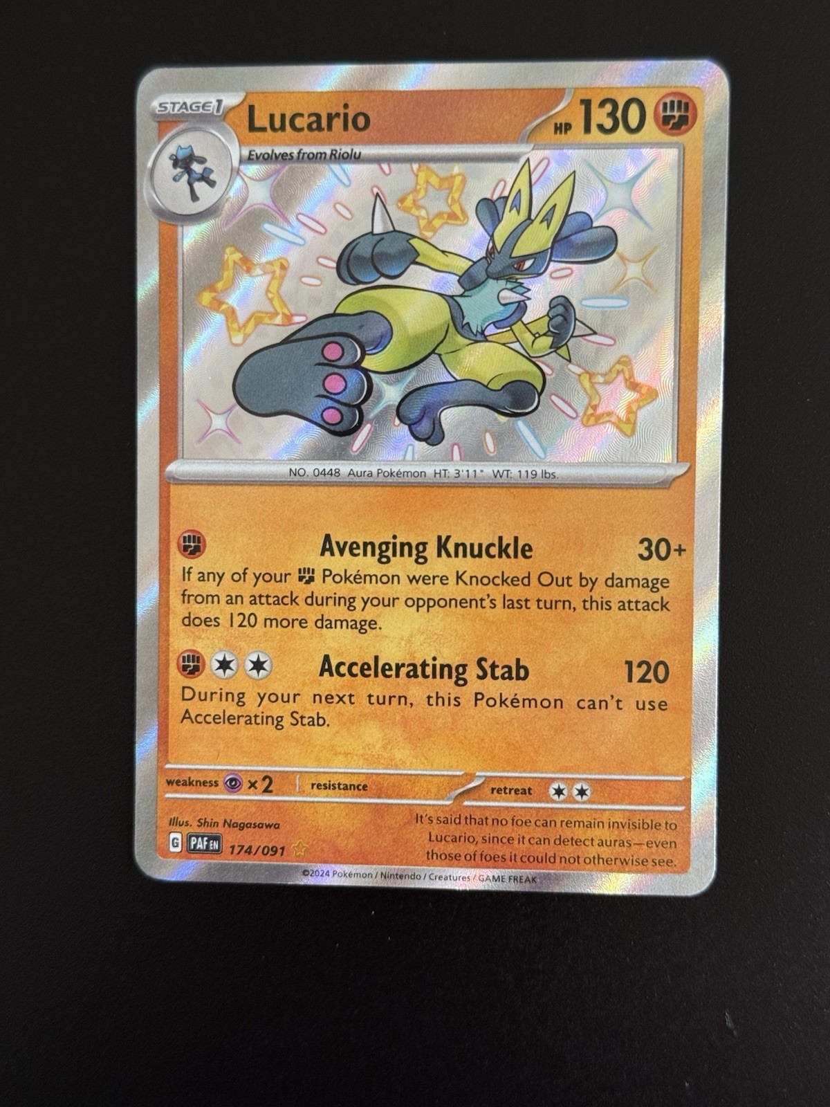 Pokemon TCG Lucario 174/091 SV: Paldean Fates Shinny Holo