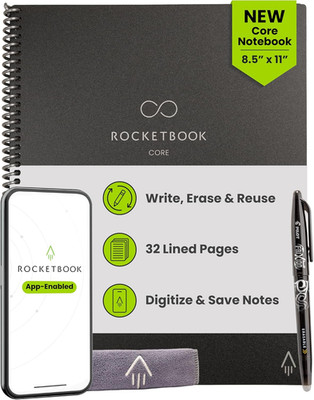 Core Reusable Smart Notebook, Lined Pages for School, Work and Creative Projects