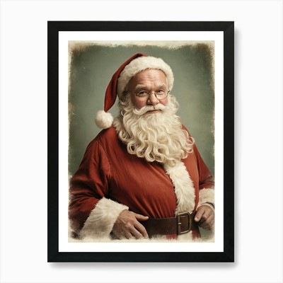 Schönes Vintage Weihnachtsmann Kunst P gerahmtes Wandbild Poster Leinwanddruck Bild