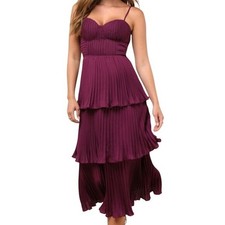 Lulus Cascading Crush Tiered Bustier Midi Dress Medium New Women's Party