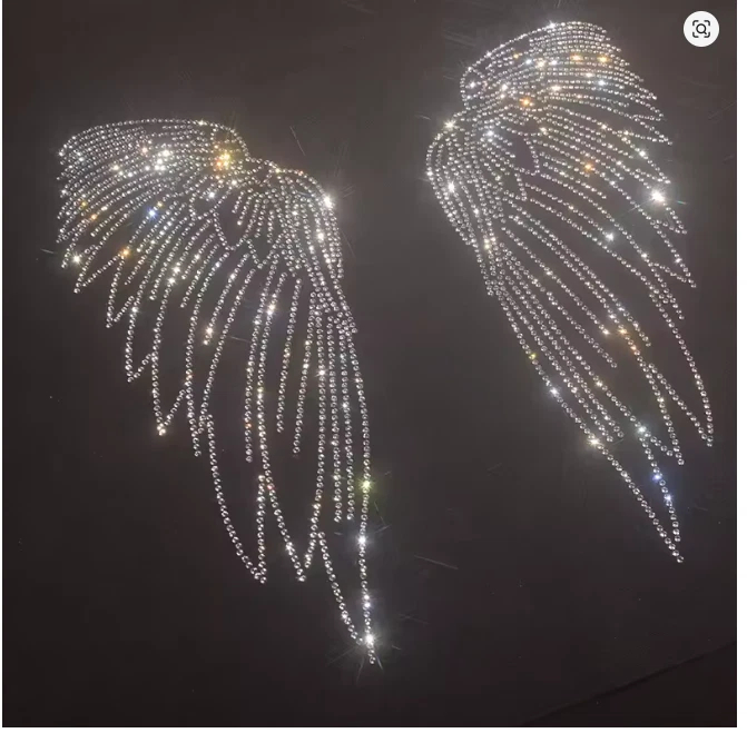 Brillante ala de ángel estrás transferencias planchadas para ropa, bolsos y decoración del hogar Foto 3 de 4