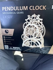 ROKR Laser-Cut Pendulum Clock Model Kit Wooden Gear 3D Puzzle Kit-New (sealed)