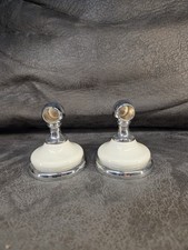 Pair White Ceramic Chrome Wall Mount Brackets - Fits 5/8" Towel Bar or Rod...