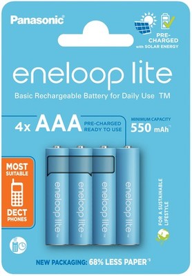 4x  Micro Akku AAA Eneloop LITE für DECT Telefone, bis zu 3000 aufladbar,Blister