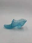 Fenton Blue Glass Shoe Daisy & Button Pattern Slipper Vintage 5"L x 2"H