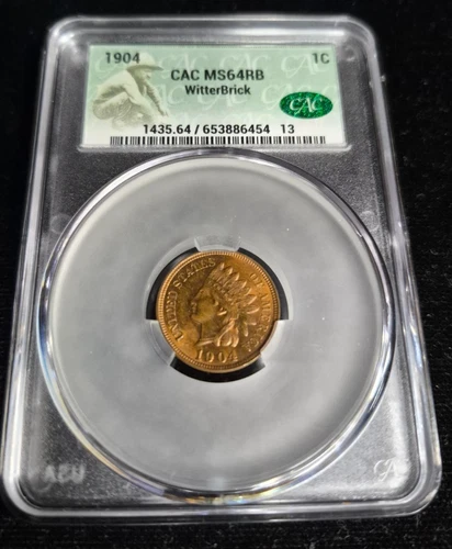 1904 Indian Head Cent- CAC MS 64 RB- WitterBrick