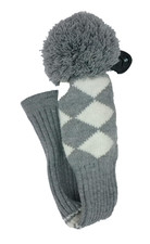 White/Grey Pom Fairway Headcover Preowned Condition Good