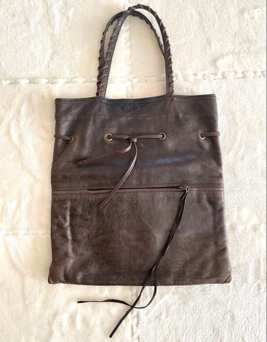 Balenciaga Le Dix Vintage Leather Tote Bag Dark Brown Archive Clutch Style Rare