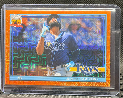 Junior Caminero 2026 Topps Chrome 1991 Baseball Orange Mojo #9/25 - Rays