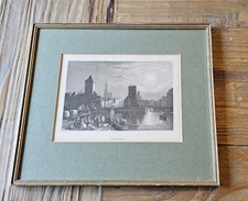 Antique Early 1900s etching of Strassburg ( Amsler & Ruthardt ) Framed