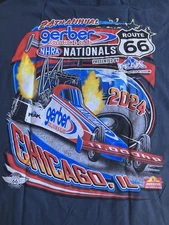 NHRA DRAG RACING OFFICAL 2024 ROUTE 66  NATIONALS blue  EVENT T SHIRT  SIZE XL