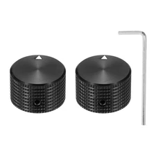 2 Pcs Aluminium Potentiometer Knobs, 1/4" (6mm), Grid 5/8" Black