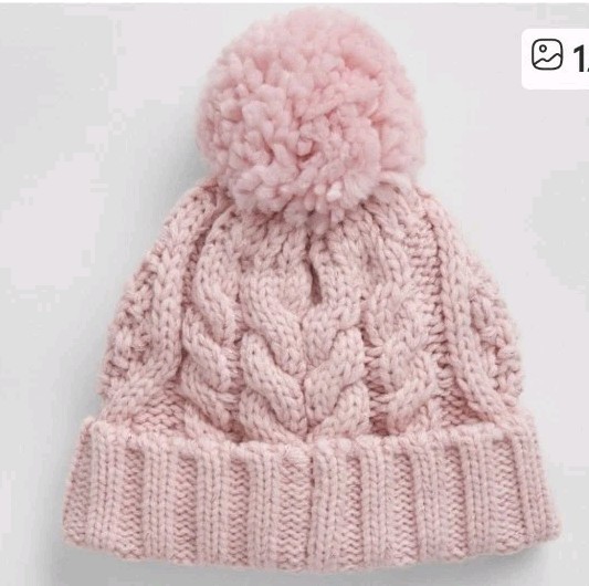 Baby Gap Factory 12 - 24 Months Pink Girl Winter Cable Knit Pom Pom XS/Small Hat