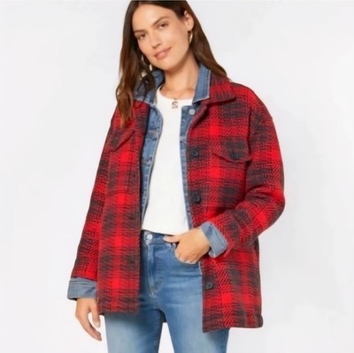 Outerknown Red Plaid Organic Cotton Cloud Weave Shirt Jacket Womens M