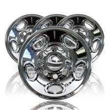 4 New 16 8 Lug Chrome Wheel Skins Hub Caps Rim Center For Silverado Suburban