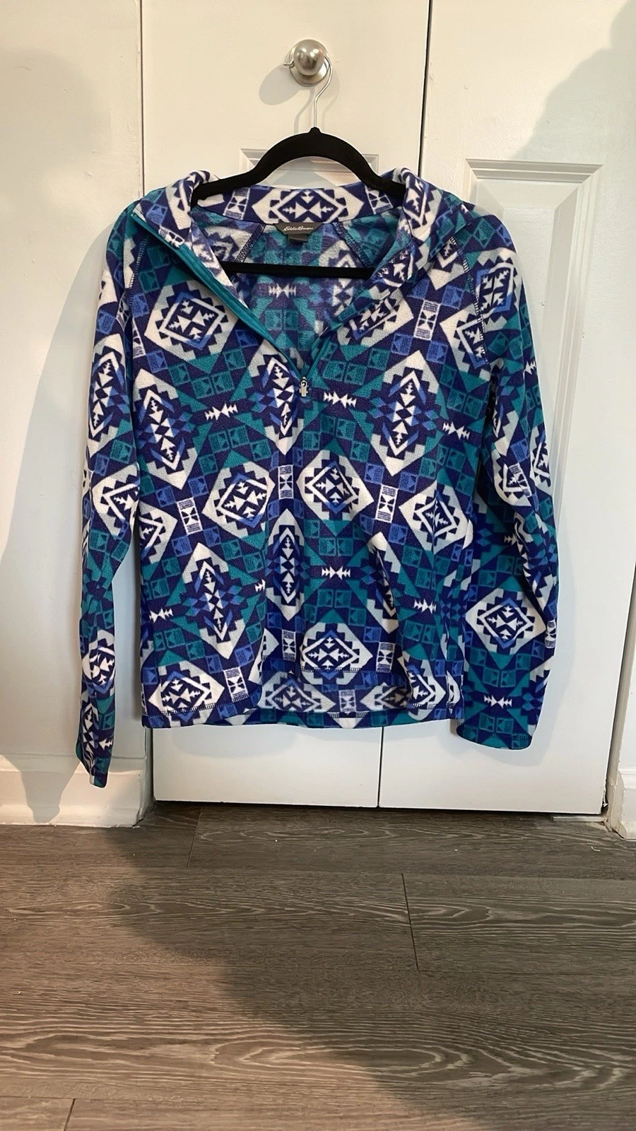 VETEMENTS Giacca pullover pile donna Eddie Bauer quarto zip taglia media modello blu