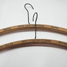 2 Vintage Wooden Coat Hangers, Arctic Cold Fur Coat Storage Brooklyn NY