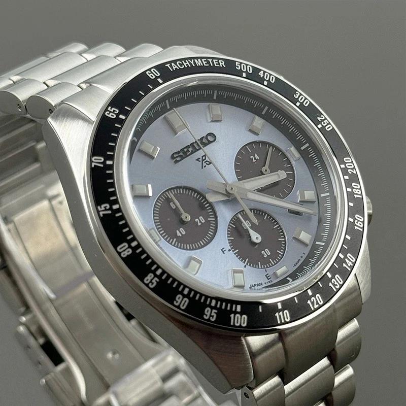 Reloj cronógrafo solar para hombre Seiko SSC935 Prospex Speedtimer esfera azul claro Foto 3 de 4