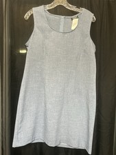 Helena Blaze Women?s Sleeve Cambray Linen Dress Size 12P Made In USA Vintage