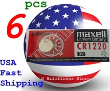 6 piece CR1220 1220 LR1220 Maxell Card 3V Lithium Coin Battery with trk