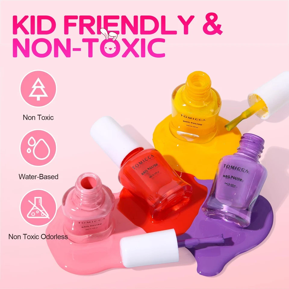Kinder Nagellack Set 18 Farben Ungiftig Geruchlos Peel Off Aqua Kindernagella... - Bild 4 von 4