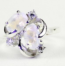 RAINBOW MOONSTONE Sterling Silver Ladies Ring -Handmade   SR016