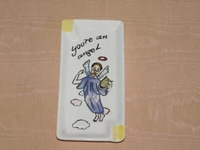 VINTAGE 6" X 3" TOBACCO CIGARETTES CERAMIC YOU'RE AN ANGEL HAND PAINTED ASHTRAY