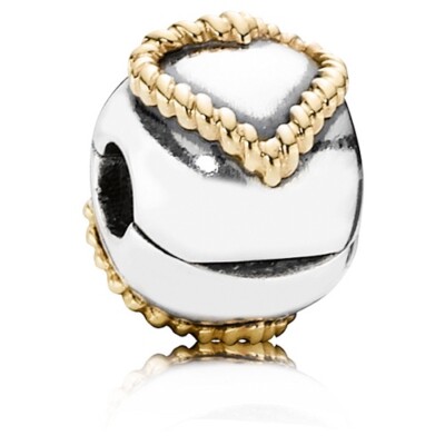 Authentic Pandora Silver & 14K Gold Braided heart ONE Clip Charm