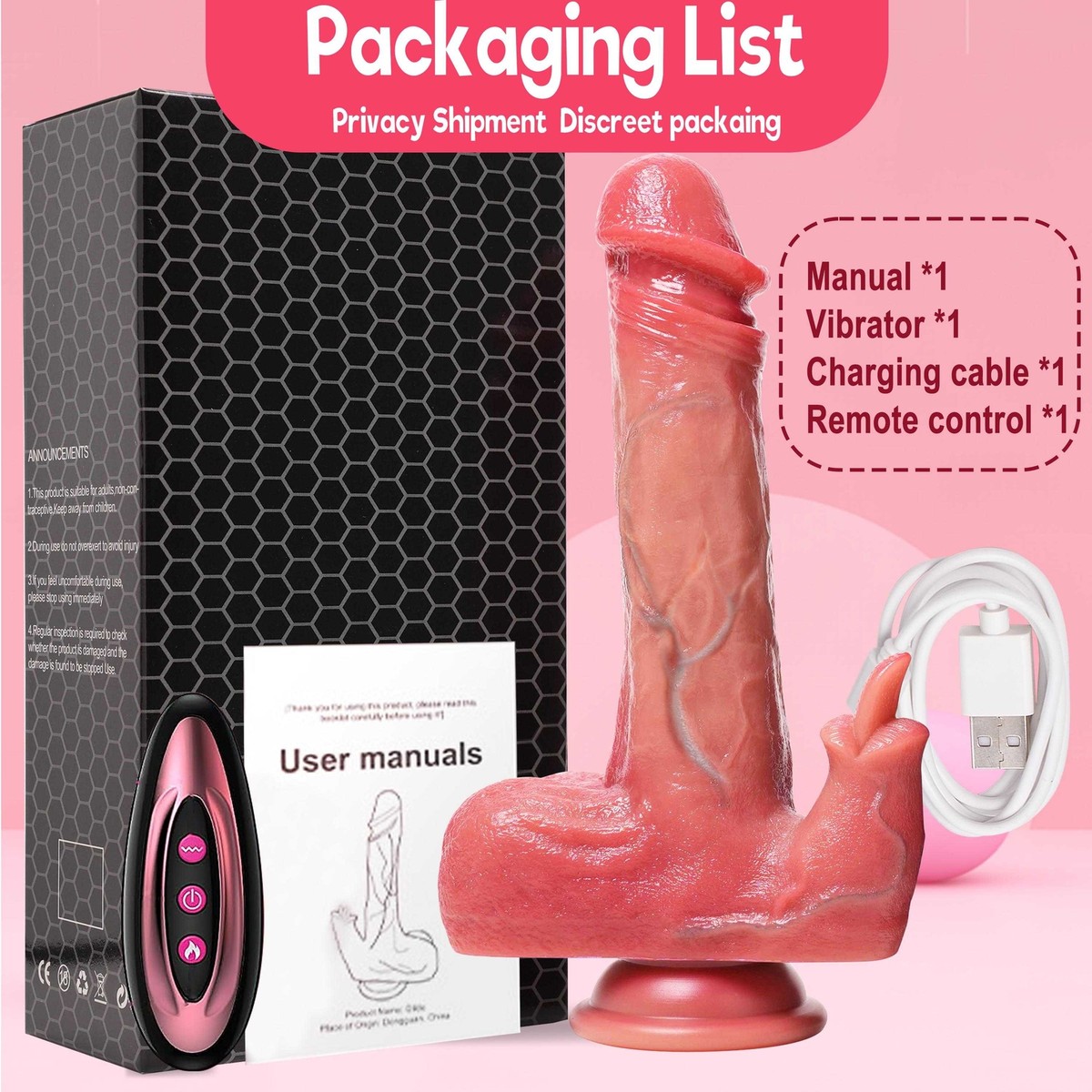Realistic Thrusting Heating Dildo with licking Vibrator G-Spot Massager Sex  Toys