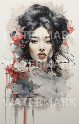 Digital Image Picture Woman Geisha Photo Wallpaper Desktop Photograph AI Art