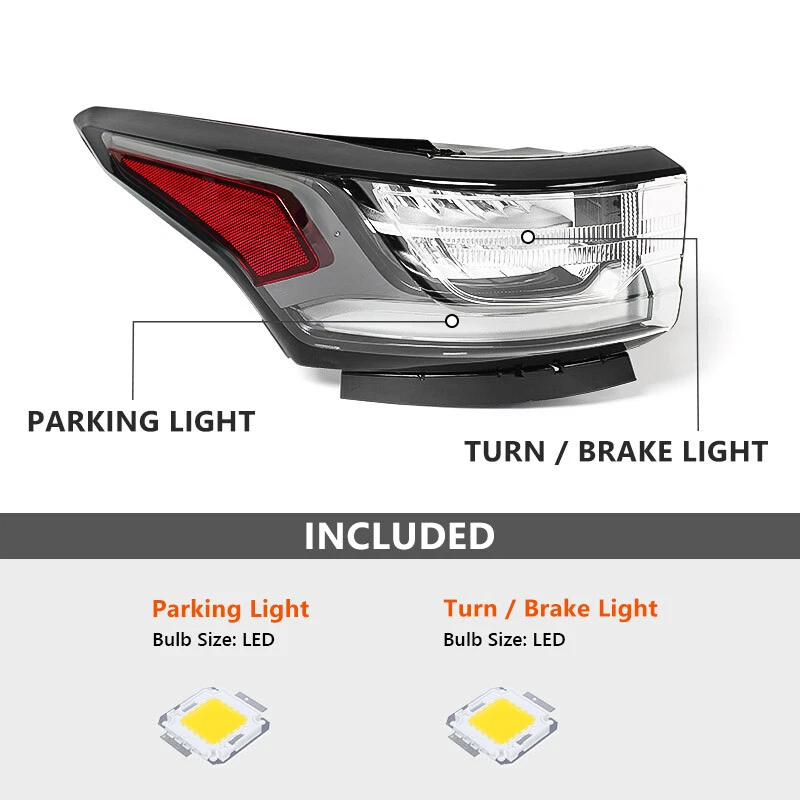 Outer LED Tail Light For 2018-2021 Chevy Traverse Black/Clear Brake Lamp Driver Foto 4 de 4