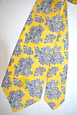 Neck Tie VTG 50s 60s Countess Mara Gray Red Paisley Yellow Silk Tie 54" x 3.5"