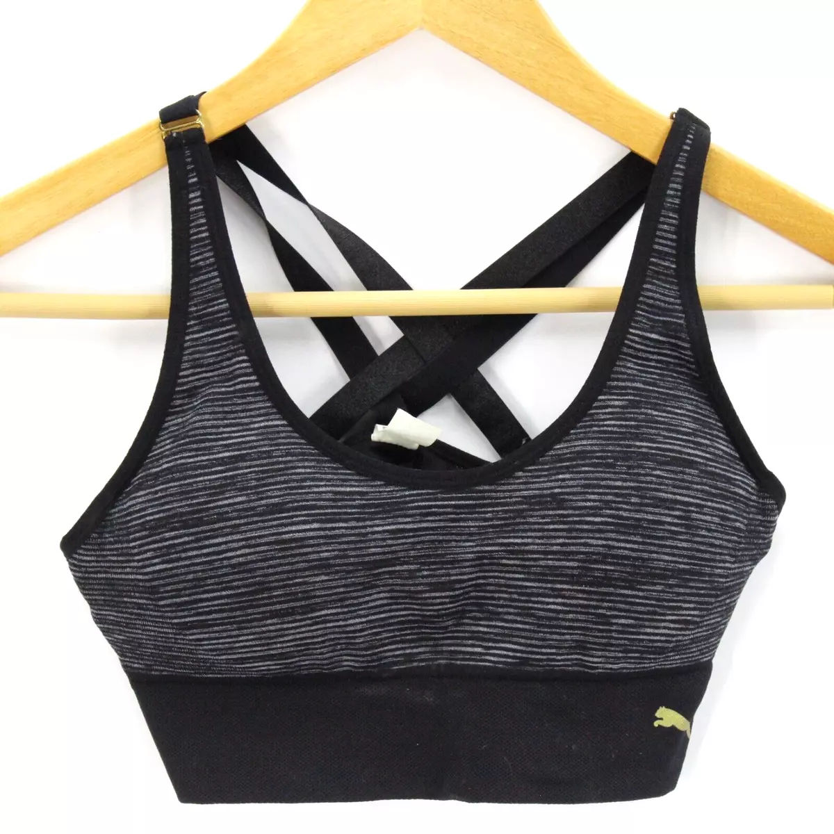 Puma Activewear Women's Black & Gray Wireless Unpadded Sports Bra Size  Small S