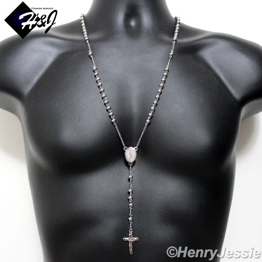 Buy morir Stainless Steel Black Onyx Bead Catholic Christian Prayer Rosary  Bead Mala Pendant with Chain (Men and Women) Online at Best Prices in India  - JioMart.