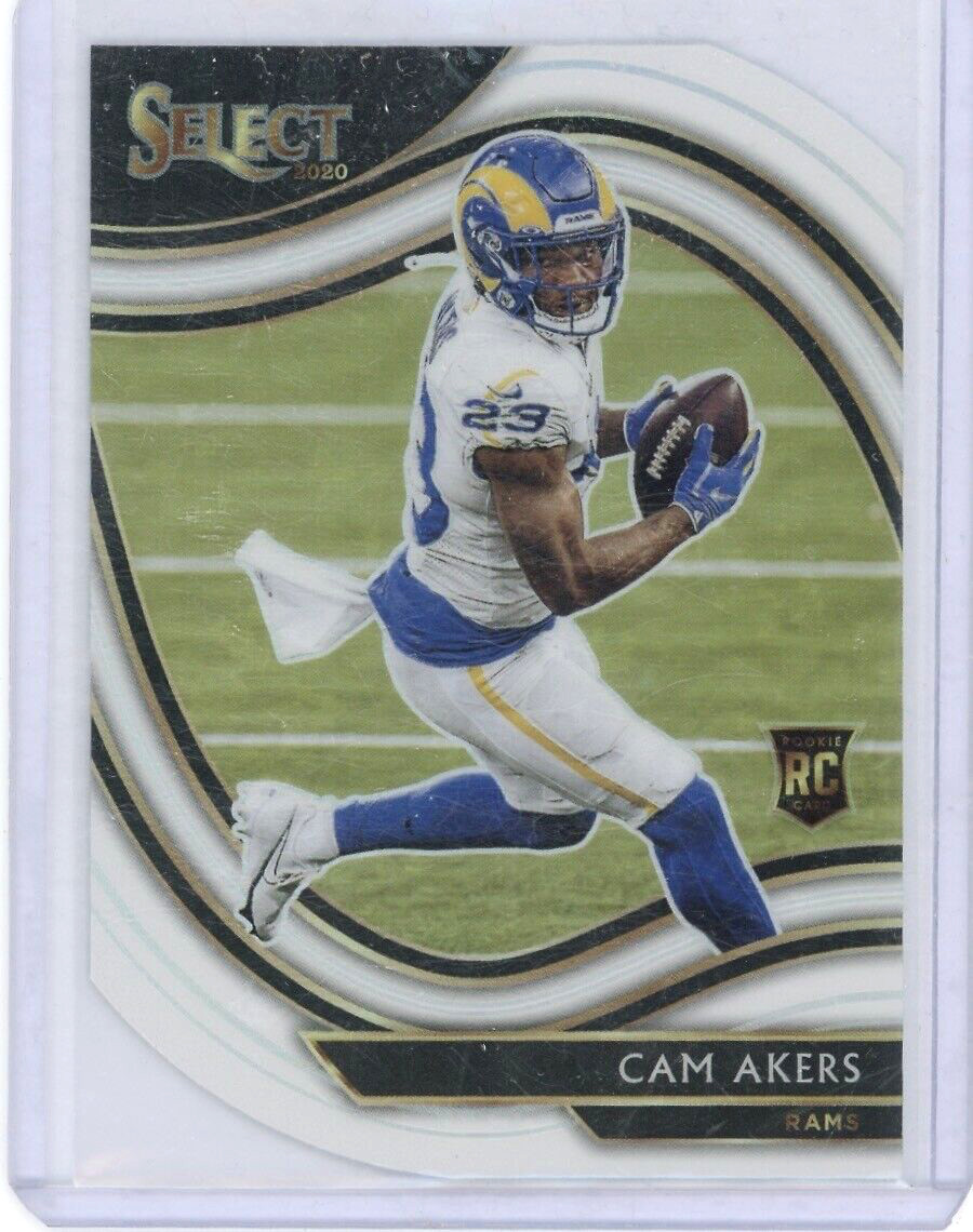 2020 Panini Select CAM AKERS Rookie RC Field Level White Prizm Die Cut Rams #355