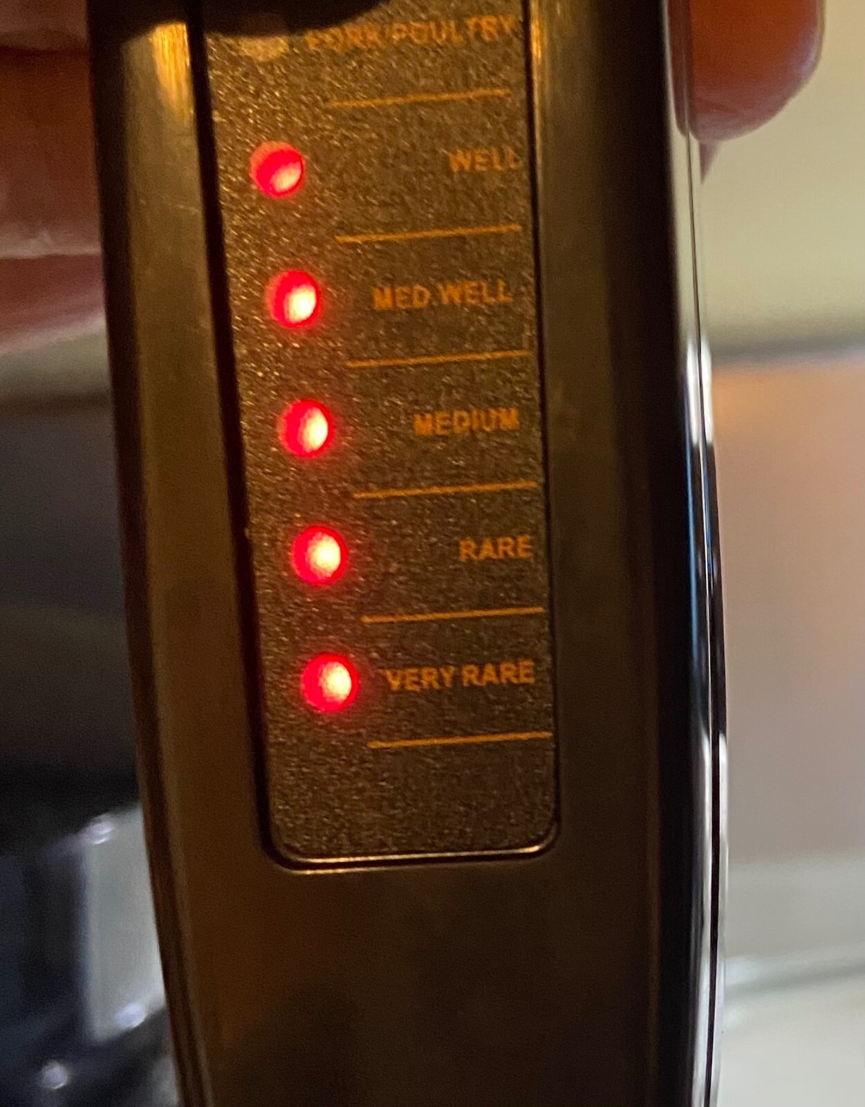 Meat Thermometer-Blk-6 Settings From Very Rare to Well Plus Pork & Foul Setting-image