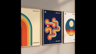 Retro Music Wall Art Posters 3 A4 70s 80s Festivals Stripes