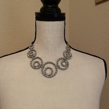 Signed NY - New York Company Silver Tone Costume Necklace Adjustable Length