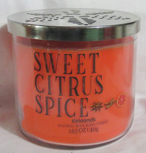 2 Kirkland's 14.5 oz Large 3Wick Candle Natural Wax Blend SWEET CITRUS SPICE for sale online eBay