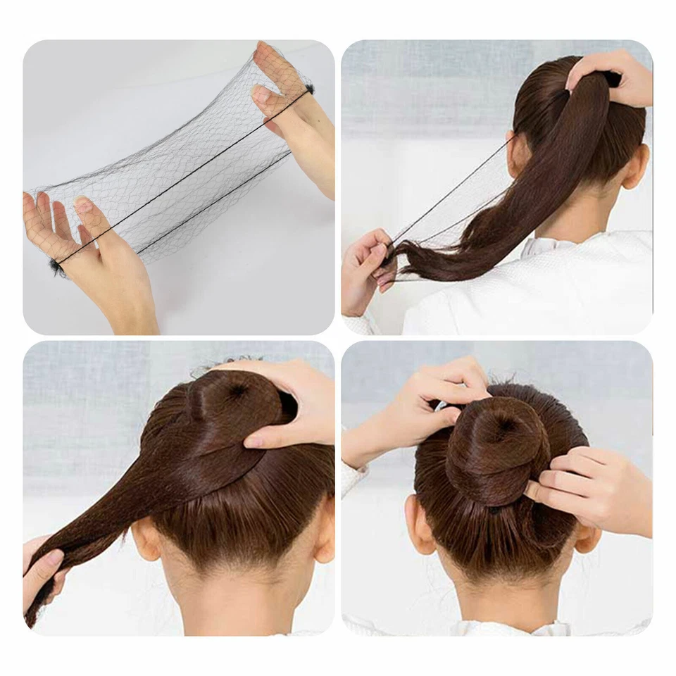 100/200PCS Invisible Hair Nets Bun Cover Elastic Edge Mesh Hairnet Stretch Cap - Image 4 of 4