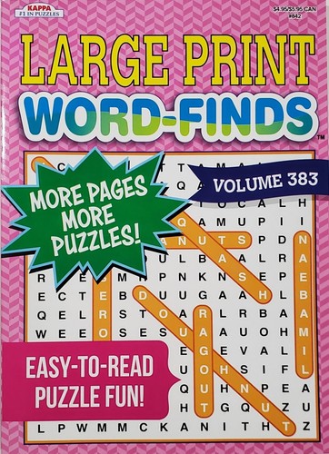 2 nouveaux livres de puzzle en gros caractères Word-Finds jeux Kappa vol #380,383 recherche de passe-temps - Photo 3/5