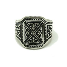 Handgefertigter 925er Silberring Herren – Ornament Kreuz Motiv antikes Design