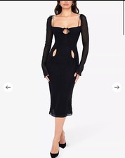 HOUSE OF CB Ophelia mesh sleeve georgette bodycon dress